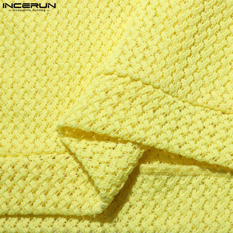 INCERUN Men Sleeveless See Through Hollow Out Beach Vest Tank Topss