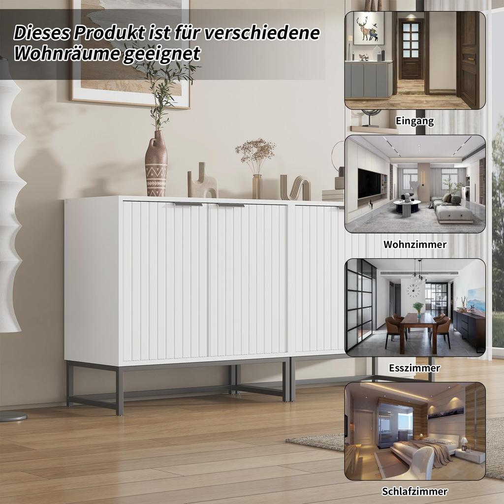 Sideboard Kommode 4 Türen Moderner Buffetschrank Metallgriffe Rahmenbeine Lagerung Wohnzimmer/Schlafzimmer/Flure/Küche 160x40x80 cm