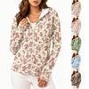 Chaqueta Ligera con Cremallera y Capucha para Mujer con Bolsillos de Manga Larga Estampada Protección Solar Ropa de Abrigo para Actividades al Aire Libre