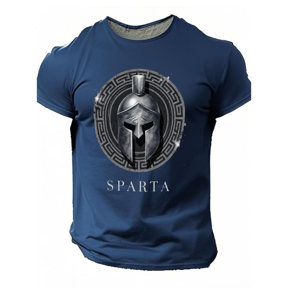 Casual Gradient Color Short Sleeve Top Fashion Men's Spartan Graphic Print T-shirt Oversized Breathable Muscle Crew Neck T Shirt