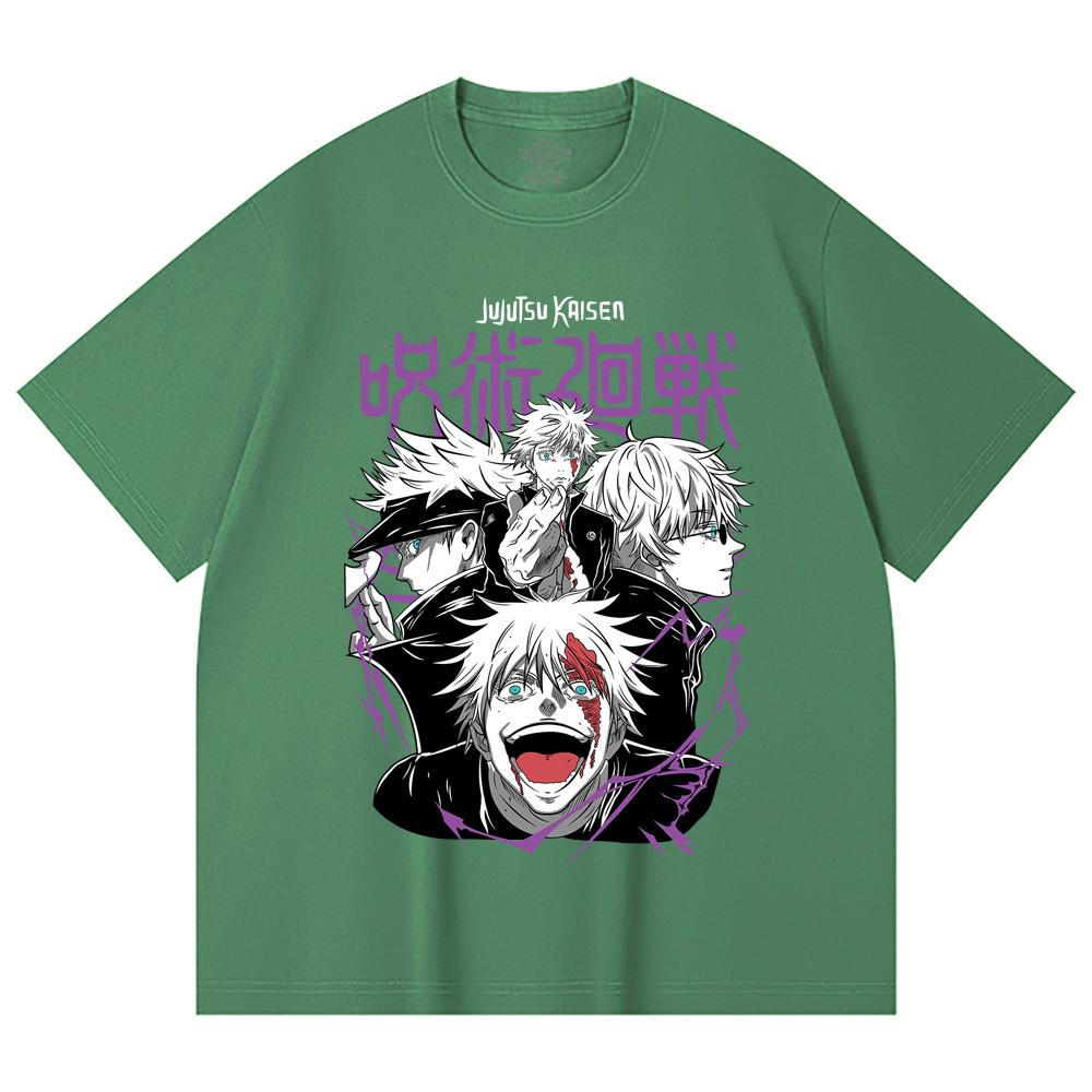 230 Gsm 100% Cotton Jujutsu Kaisen V3 Gojo Print Unisex Heavy Cotton T Shirt