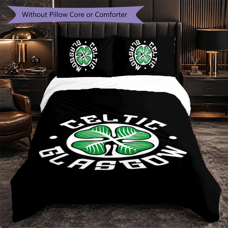 Celtic FC 3 Piece Bedding Set Soft Duvet Cover Set with Pillowcases Printed Bedroom Decor Set for Home