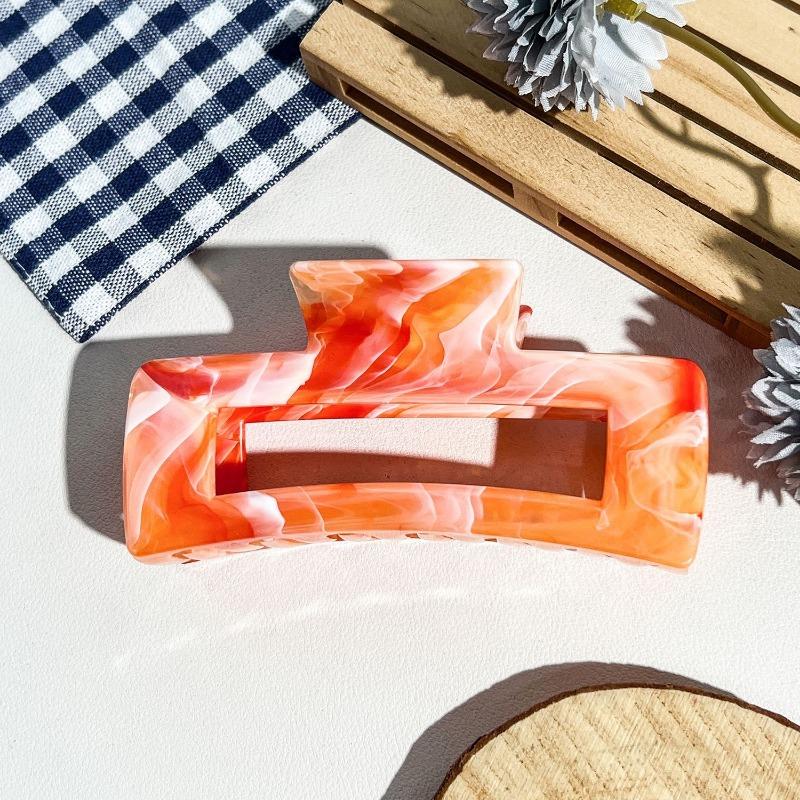 Arc-shaped Oval Grab Clip Marble Gradient Color Ponytail Bun Shark Clip High-end Hair Accessory Hair Clip