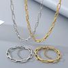 KALEN Gold Color Textured Paperclip Stainless Steel Bracelet for Men Hip Hop Necklace Women‘s Sets Waterproof Jewelry Gift