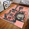 Guitar Microphone Drum Kit Print Carpet Rugs for Bedroom Living Room Sofa, Study Yoga Non-Slip Rug, Multi-Size Next Day Shipping
