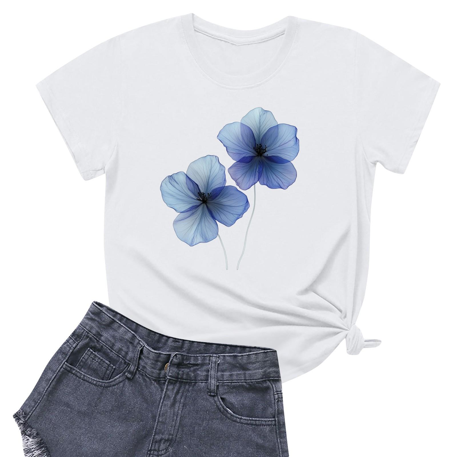 

Жіноча повсякденна футболка з круглим вирізом і короткими рукавами XL білий