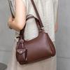 Echtes Rindsleder Hobo Schultertaschen Set für Damen Geprägte Leder Crossbody Tasche mit Mini-Taschen-Anhänger Unterarmtaschen