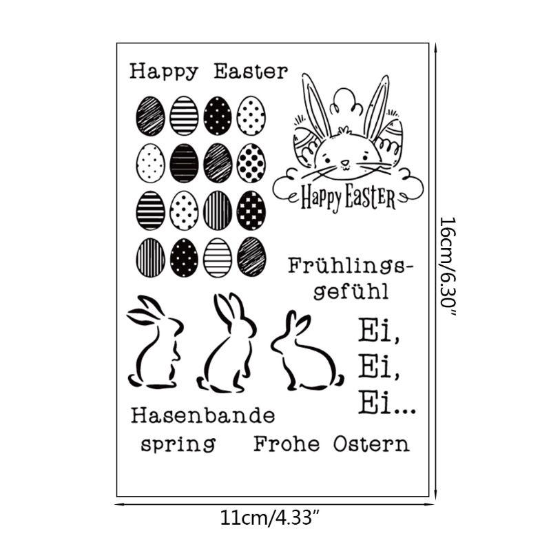 Buy Happy Easter Rabbit DIY Silicone Clear Stamp Cling Seal Scrapbook ...