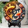 2D Flat Aluminum Koi Fish Yin Yang Round Metal Sign, Man Cave Wall Art Sign for Front Door, Easter Decor, Zen Garden Accessories & Meditation Room