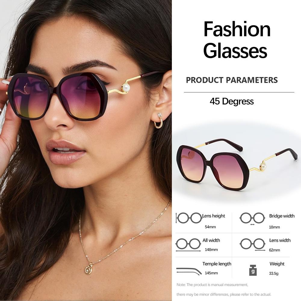 Wide Edged Polygonal Fashion Sunglasses with Irregular Geometric Design Metal Decoration Temple Accessories Glasses Women