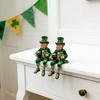 Resin Sitting Leprechaun Figurine with Pot of and Shamrock Hat Irish Folklore Character Statue Ornament