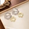 Retro Exquisite Temperament Stud Earrings Big Flower Pattern Metal Wind Fringed Earrings Niche Unique Earrings