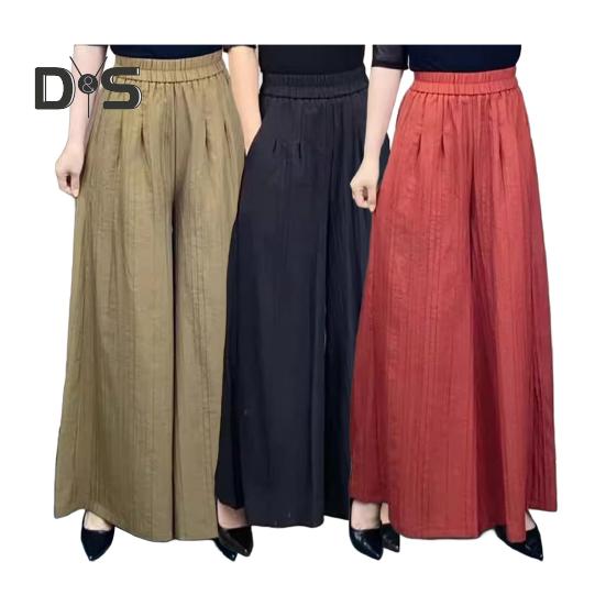 Women Pants Elastic High Waist Oversized Wide Leg Sporty Casual Style Trousers with Pockets Solid Color Long Pants