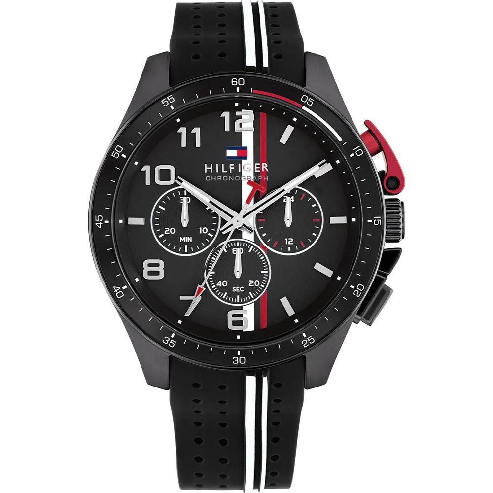 Tommy Hilfiger Sporty stainless steel quartz chronograph Black Silicone Strap Men s Quartz Watch 1792168 чёрный
