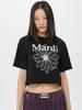 [mardimercredi] CROPPED BASIC TSHIRT FLOWERMARDI_BLACK WHITE