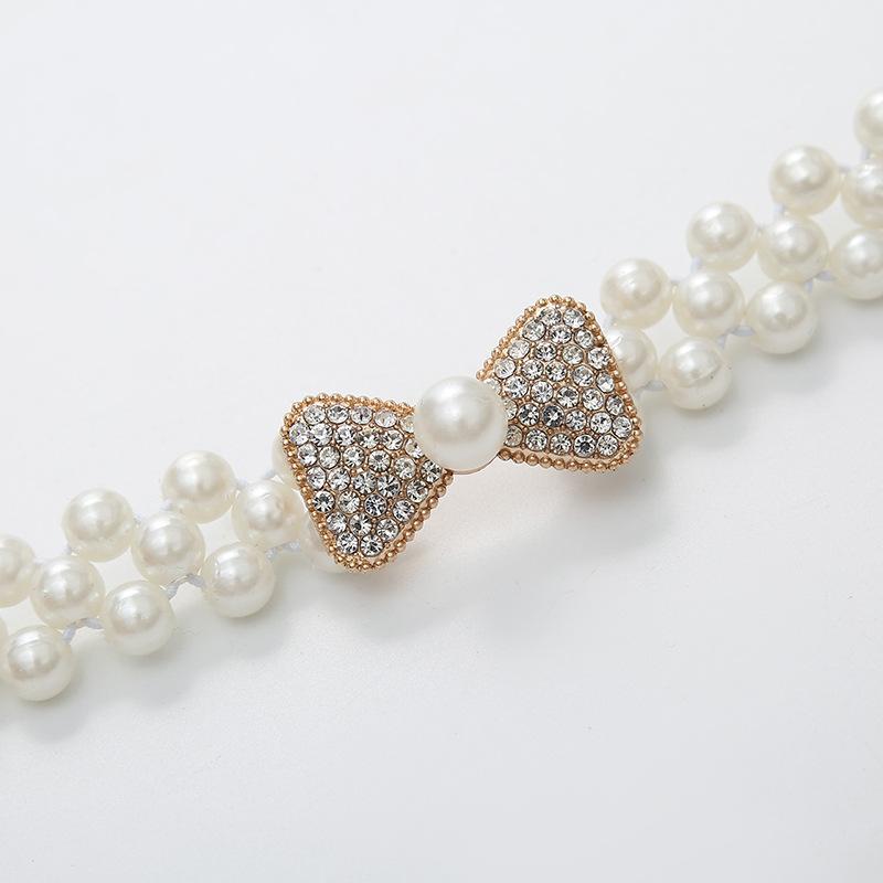 A New Fashion Japanese Women's Pearl Waist Chain Dress with An Elastic Waist Belt and A Large Elastic Pearl Waist Chain for Women
