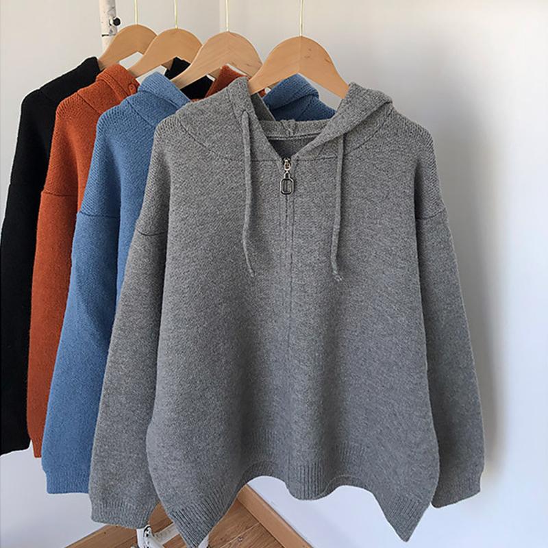 Вязаный кардиган с капюшоном на молнии — фото 3