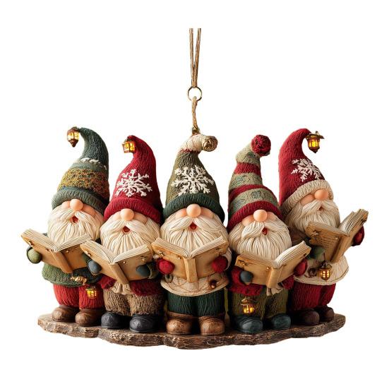 

2D Gnome Christmas Tree Ornament Acrylic Gnome Hanging Ornament Cute Car Rearview Mirror Charm for Home Party Decor D