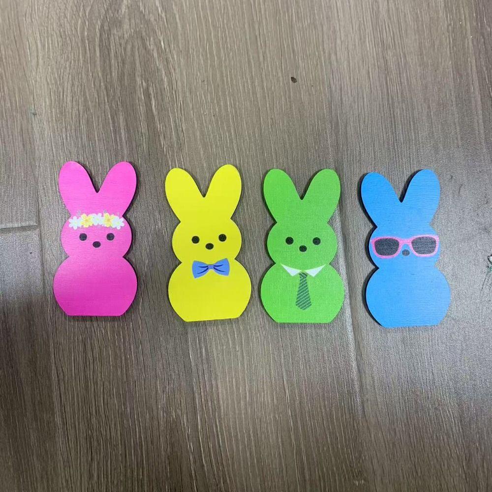 Cartoon Colorful Rabbit Decoration Handmade Home Table Decor Easter Bunny Wood Signs  Friends