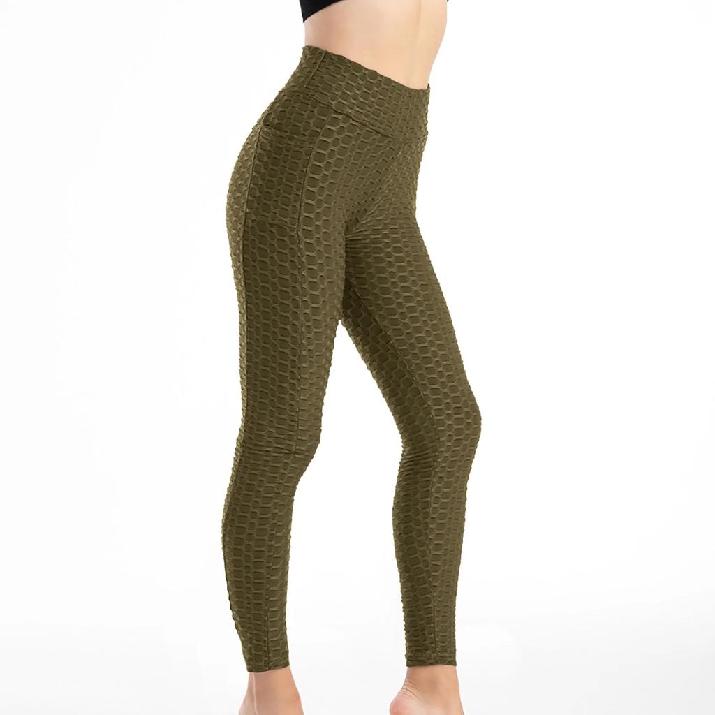 Women's Butt Lift Leggings High Waisted Tummy Control Workout Yoga Pants with Pockets Textured Scrunch Booty Lifting Tights