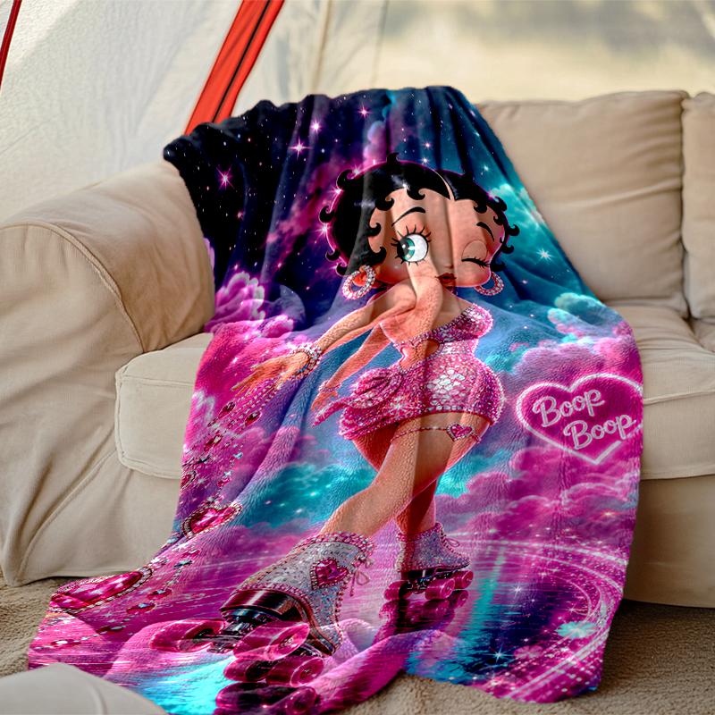 1pc Digital Print Nap Blanket, Betty Boop Blanket for Home Use, All Season Warmth, Christmas and Valentine's Day Gift Blanket
