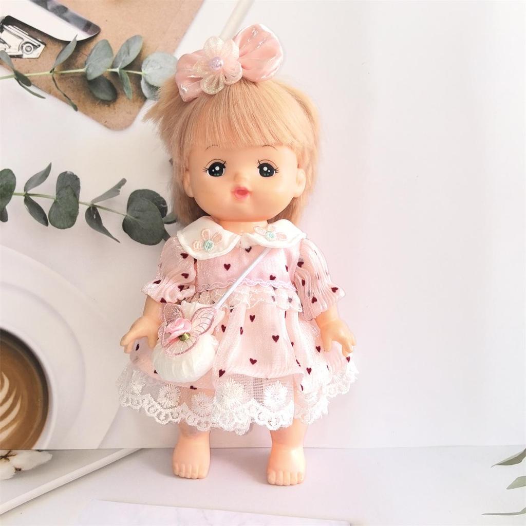 Heart Polka Dot Skirt & Butterfly Bag Set for 25cm Milu Tanggu Doll