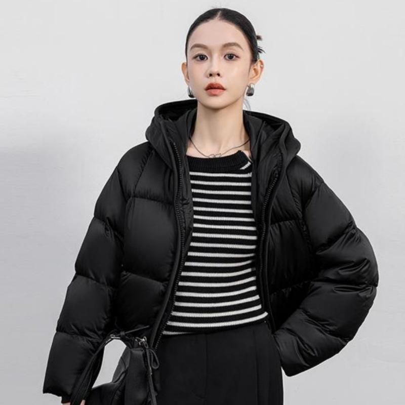 

Зимняя новая короткая дутая хлопковая куртка с капюшоном для женщин, утолщенная повседневная куртка хлеб XL