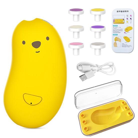 

Детский электрический триммер для ногтей с 6 шлифовальными головками, двухскоростная регулируемая автоматическая машинка для стрижки ногтей со светодиодной подсветкой, перезаряжаемая машинка для стрижки ногтей на руках и ногах жёлтый