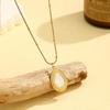 Stainless Steel Water Drop Mother-of-Pearl Pendant Necklace - Fade-Resistant, Retro, Fashionable, Simple Design