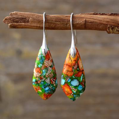 BLINGBAY Women's Pendant Earrings New Simple Natural Stone Geometry Pendant Earrings Retro Ethnic Style Popular Accessories Modern Jewelry Gifts