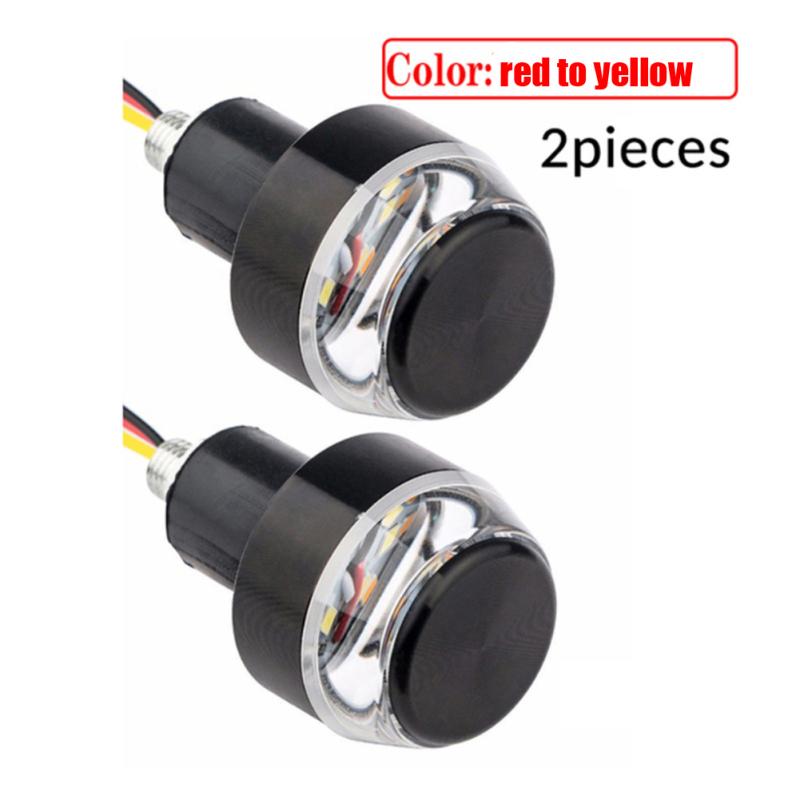 2pcs 12v Cnc Turn Signal Motorcycle Led Handle Bar End Blinker Flashing Lamp For 22mm Handlebar