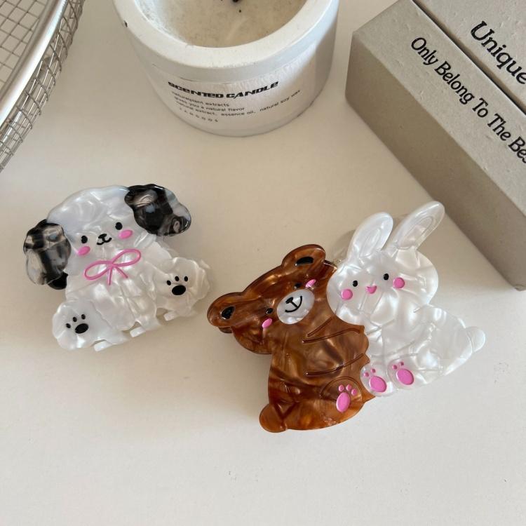 WoW Sheila Acetate European-American Style Cute Bear Rabbit Animal Bow Knot Dog Clip Thick Hair Valentine's Day Women