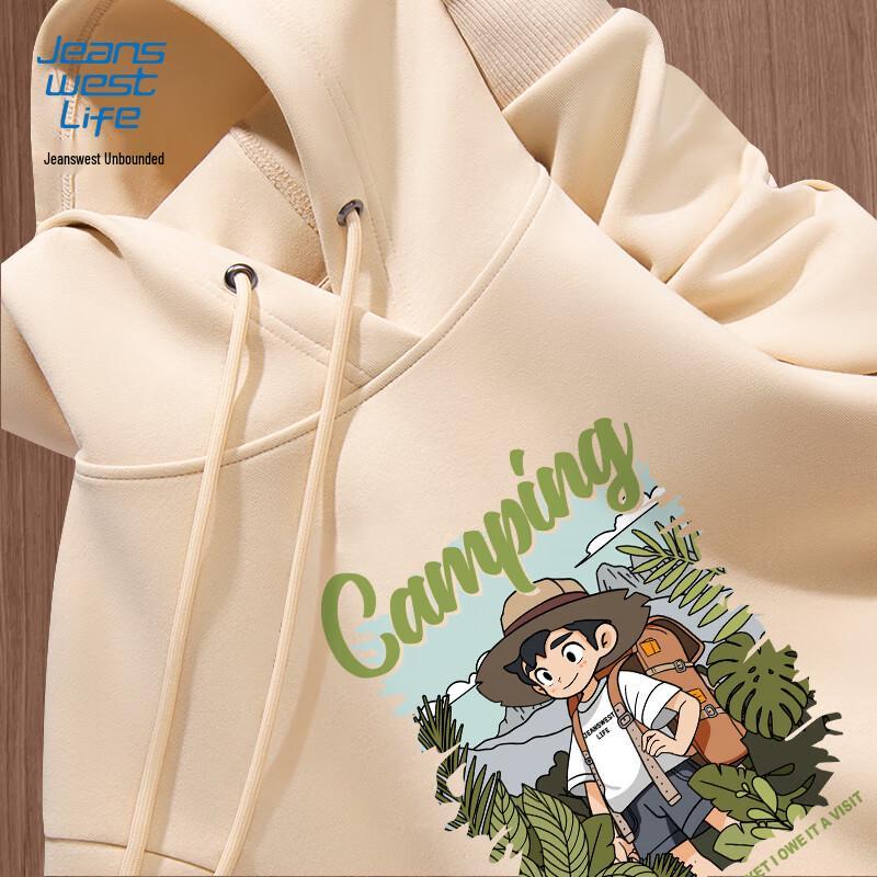 

JEANSWEST LIFE Men s Sporty Letter Print Hooded Sweatshirt 5XL