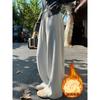 Women S High Waist Wide Leg Casual Pants Fall Winter Fleece Lined Slim Fit