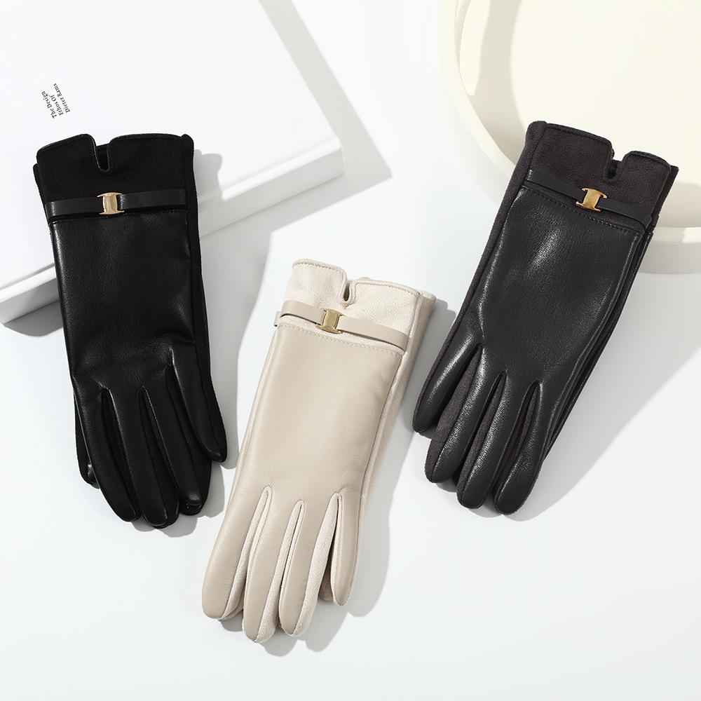 Women's Winter Suede Plush Touchscreen Gloves - Lined, Thick, Retro, Warm, Windproof, Cycling-Ready