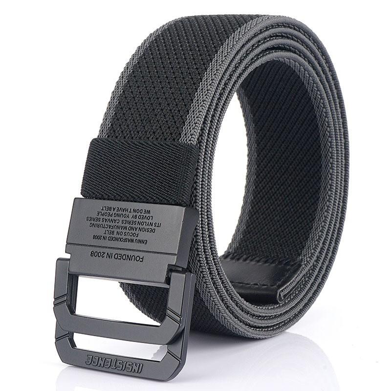 Double Loop Buckle Elastic Canvas Thin Narrow Waist Band Trendy Knitted Trousers Belt 120cm