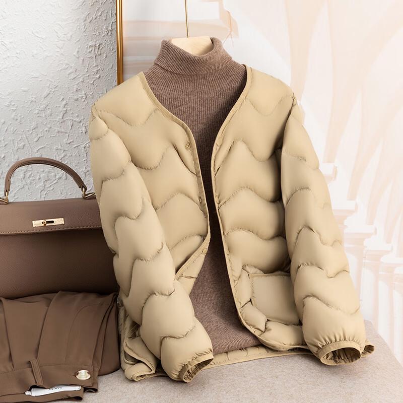 SNOWFLYING Women's 2024 Ultra-Light Short Round Neck Down Jacket