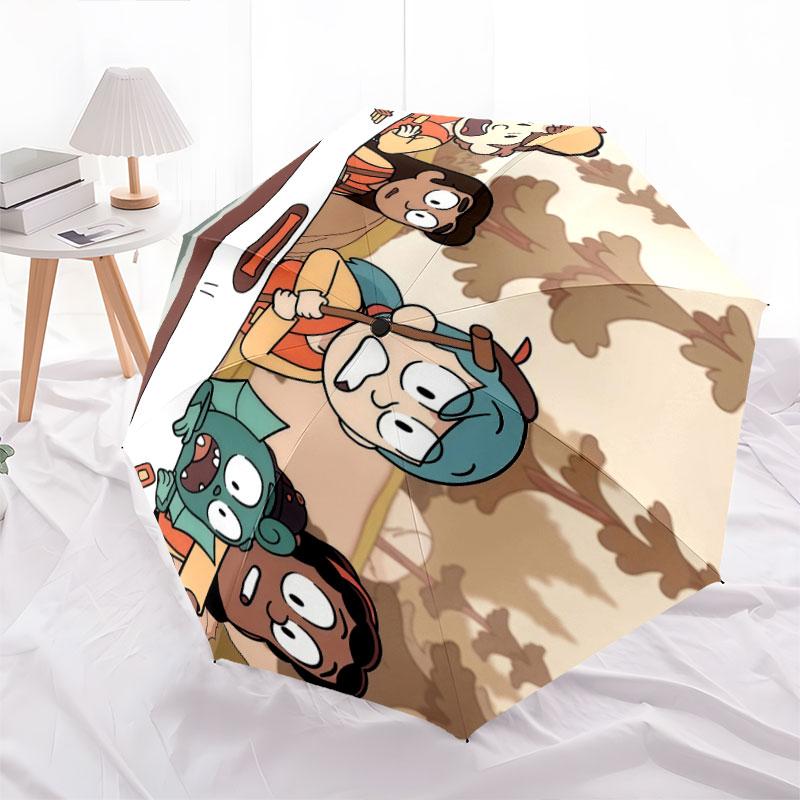 Hilda Cartoon pattern, automatic folding umbrella, portable and foldable design, 8 ribs, a Christmas or birthday gift.