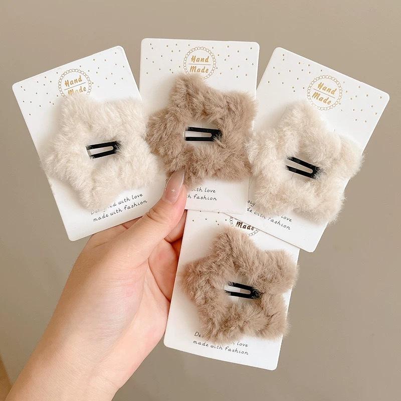 New Fashion Winter Autumn Hairpin Plush Material Cute Star Hair Claw for Women and Girls Side Clips Sweet Hair Accessories