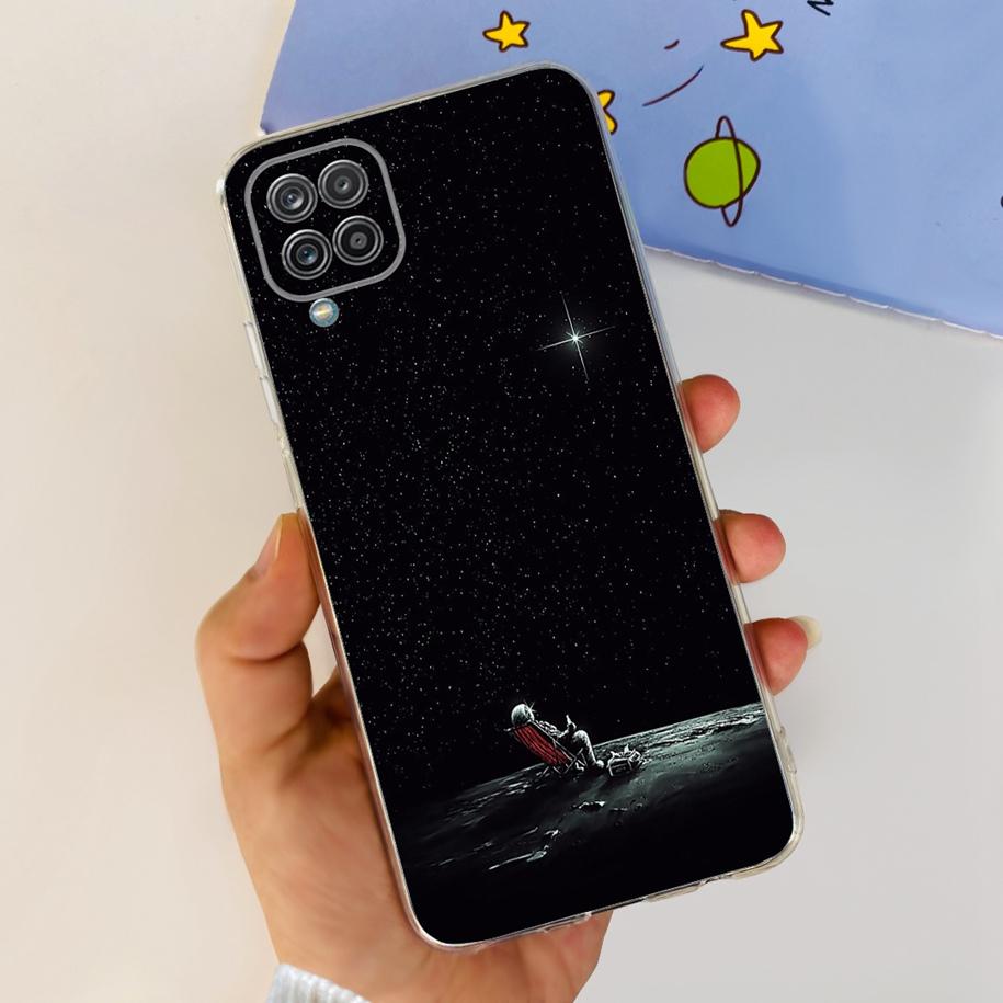 For Samsung Galaxy A12 Case Transparent Cover Fashion Flower Slim Soft TPU Phone Case For Samsung A12 SM-A125F M12 F12 A 12 Capa