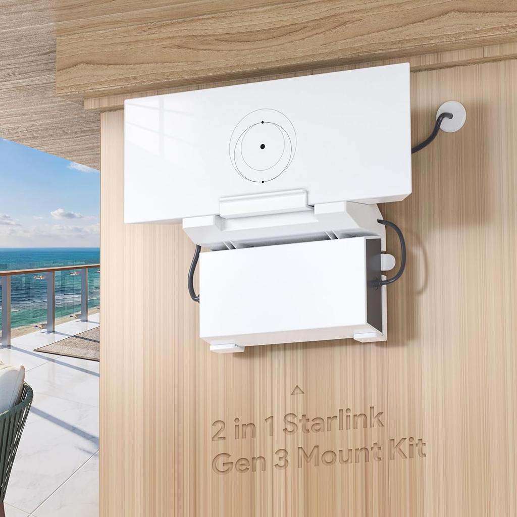 2 in 1 Starlink Gen 3 Router Mount & StarLink V3 Power Supply Brackets Holder - Star Link Internet Kit Satellite, Signal Integrity Space Saving, ABS
