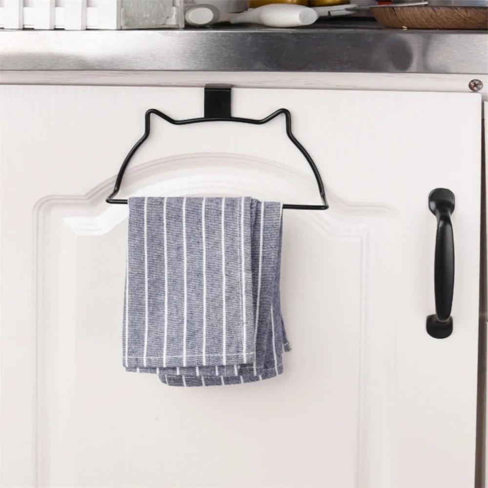 Cute Plastic Towel Rack Cat-Shaped Durable Single Rod Door Hook Punch-free Door Back Hook Home Organizer