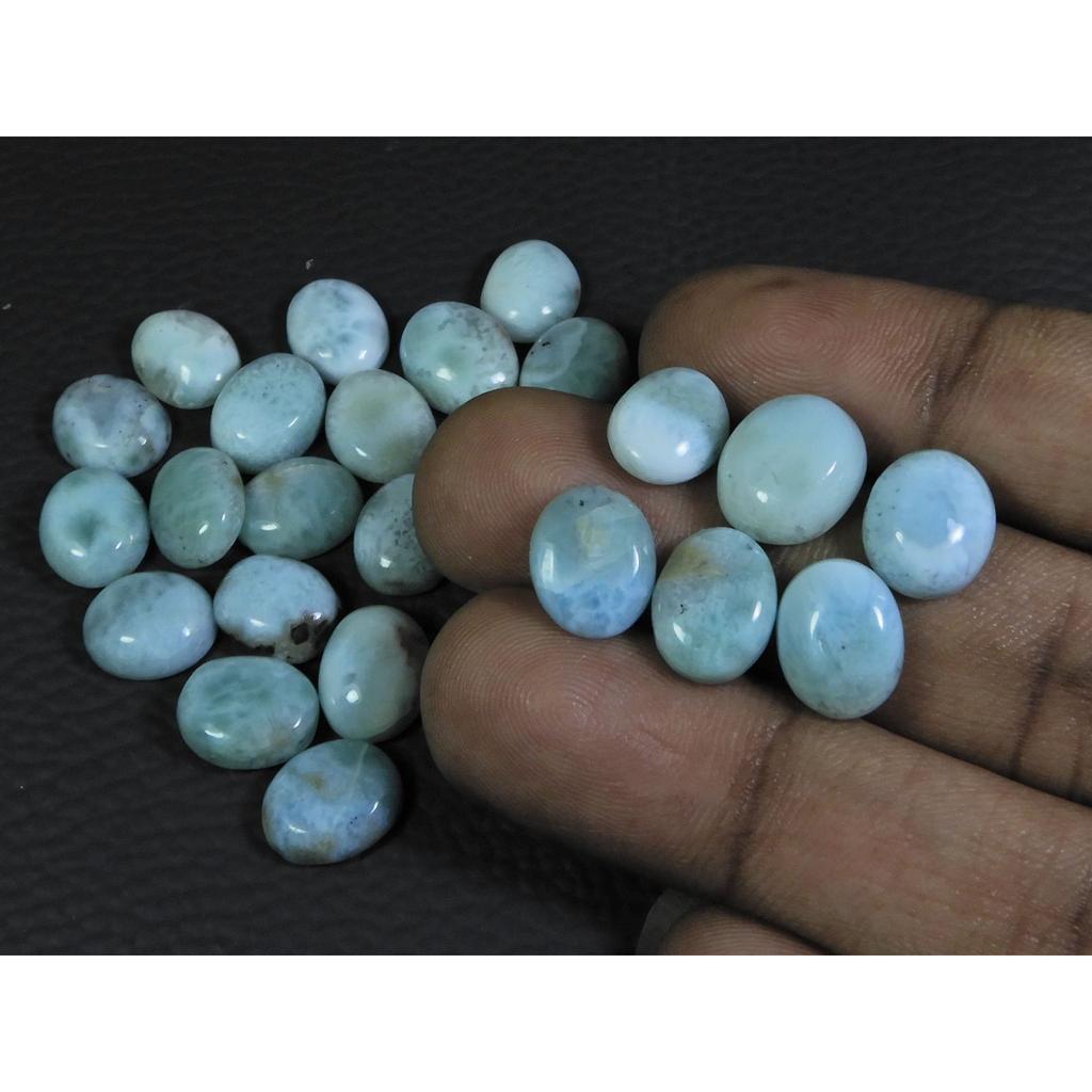 9X11 MM Larimar Pectolite Naturel Ovale Cabochon Pierre Gemme Vrac Lot de 25 Pièces A-413
