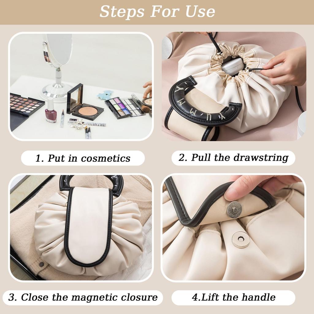 Kordelzug Make-up Tragbare Reise Make-up Wasserdicht Große Kapazität Magische Große Kosmetiktasche mit Make-up Pinsel Aufbewahrung Perfekt für den Alltag Reise