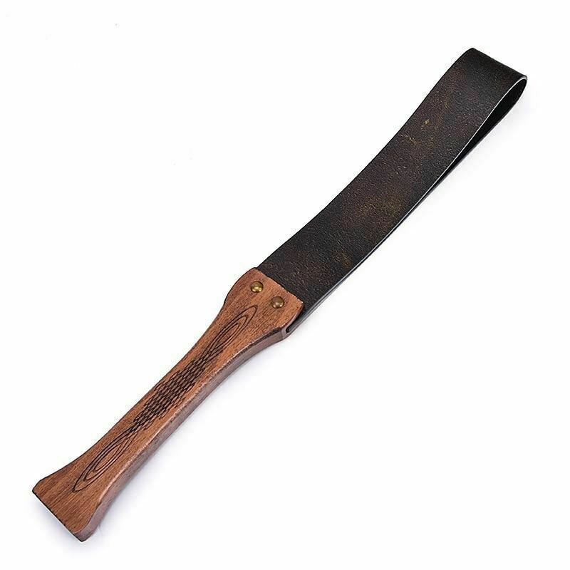 Bronze Leather Spanking Paddle Real Handle Impact Toy Paddles