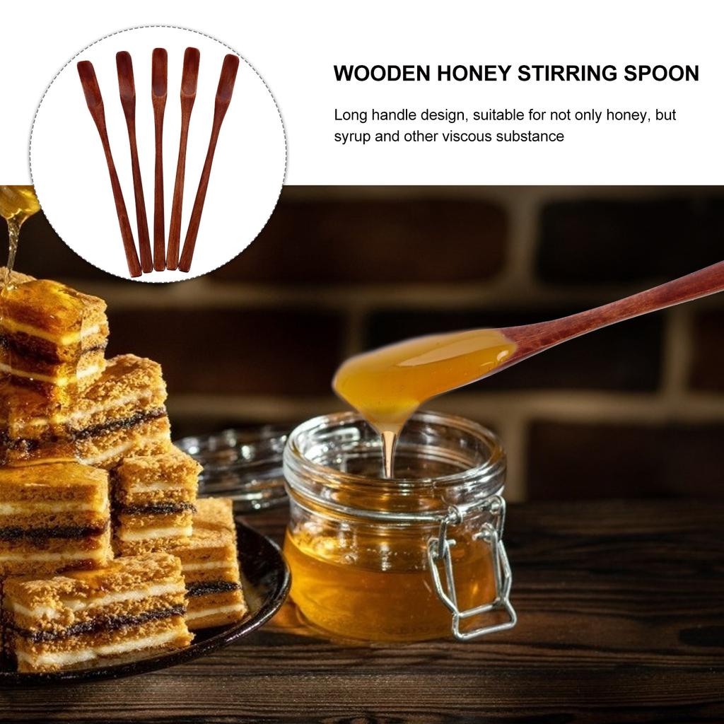 5Pcs Honey Stir Sticks Easy To Extract Honey from Jars Long Handle Design Smooth Surface No Burrs Gift Choice