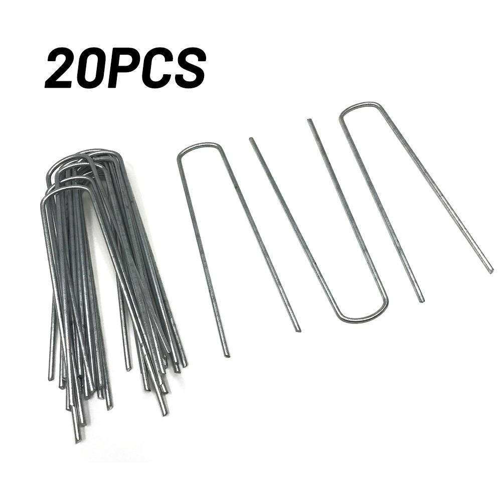 

20pcs Galvanised Metal Ground U Tent Pegs Gazebo Camping Tarpaulin Hooks 20pcs