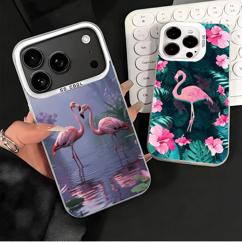Pink Red Dreamy Flamingo Shockproof Phone Case for iPhone 17 Air 16 16E 15 Pro Max 14 Plus 13 Mini 12 Back Cover Anti Fall Funda