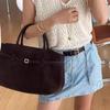 2024 Autumn/Winter Frosted Suede Belt Buckle Tote - Lazy Style Commuter Women's Bag