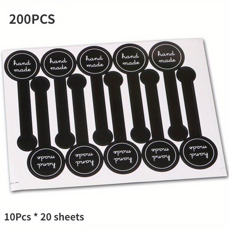 200Pcs Vintage Handmade Stickers Black Seal Labels Biscuit Bag Sticker Gift Bakery Packaging Biscuit Bag Sealing Decor Label